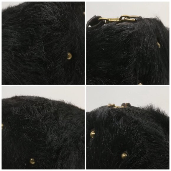 LOUIS VUITTON V line Shoulder Bag fur Black LV Auth th1021 - Picture 14 of 16